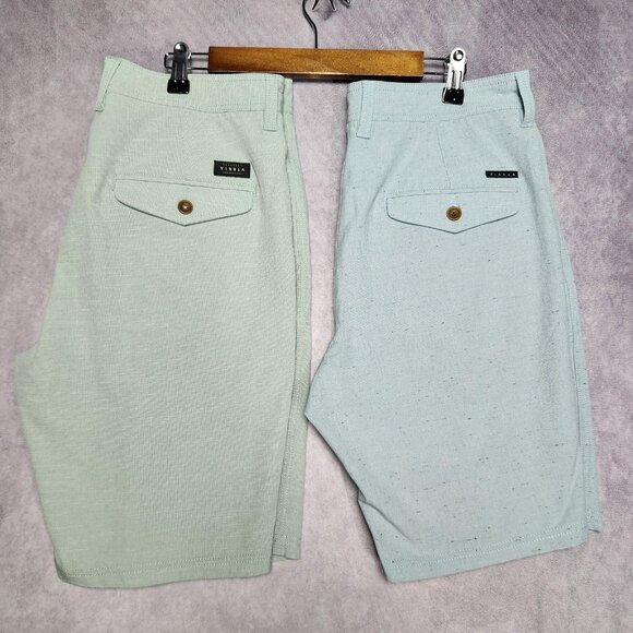 Vissla Shorts Mens 30 Lot of 2 Pair Blue Green Poly Cotton Blend Stretch Casual - Picture 2 of 16